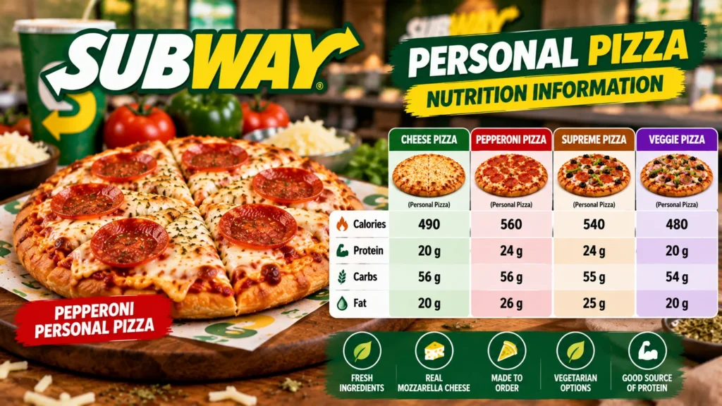 Subway Personal Pizza calories and nutrition facts.
