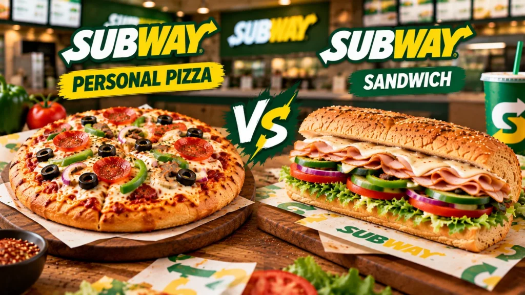 Subway Personal Pizza compared with a Subway sandwich.