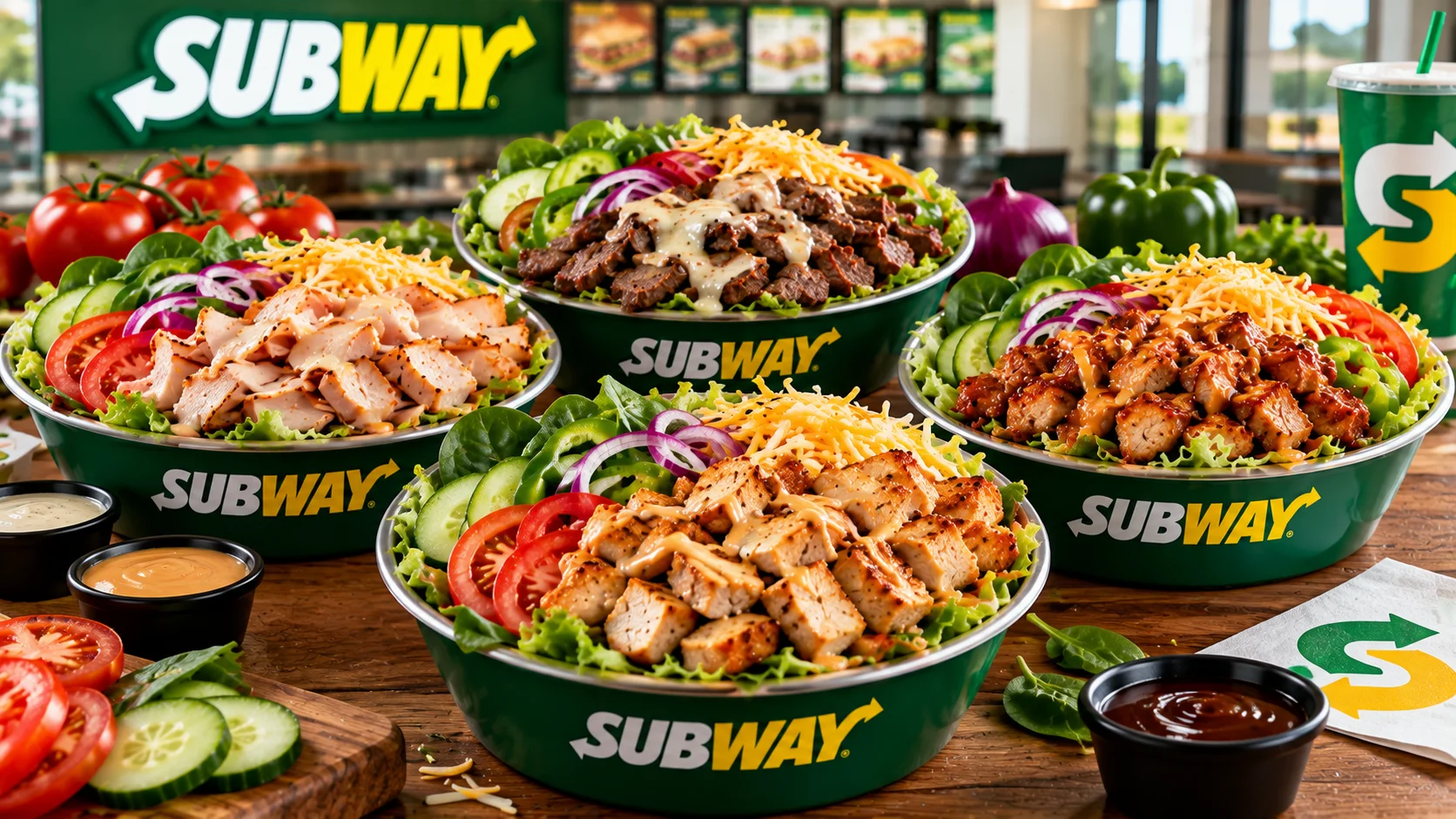 Subway Bowl calories and nutrition comparison chart.