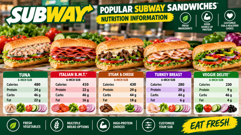 Subway Sub of the Day calories and nutrition guide.