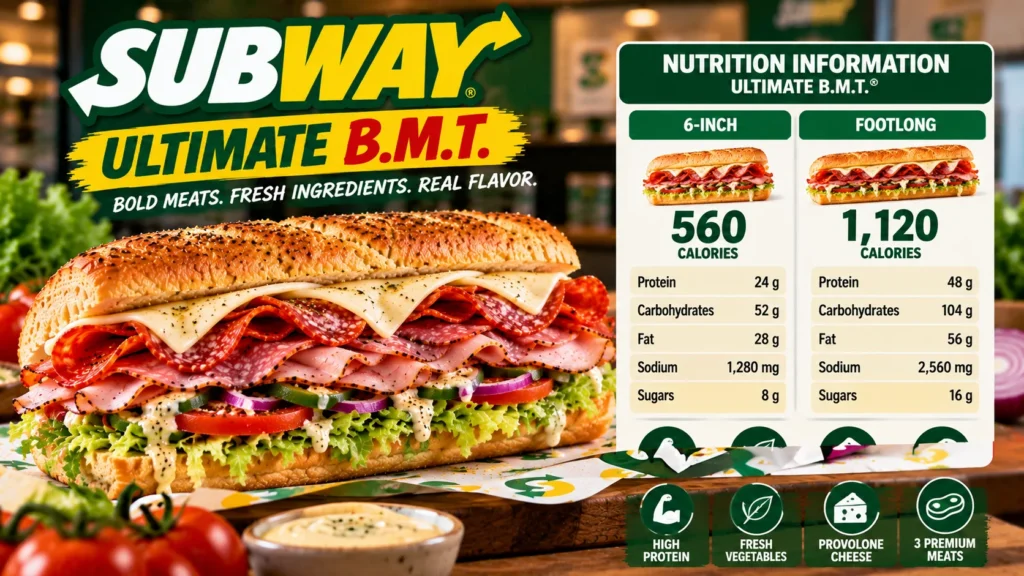 Ultimate B.M.T. Subway calories and nutrition facts.
