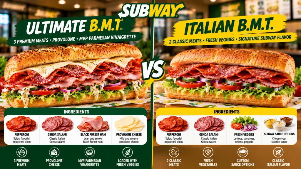 Ultimate B.M.T. compared with Italian B.M.T. sandwich.